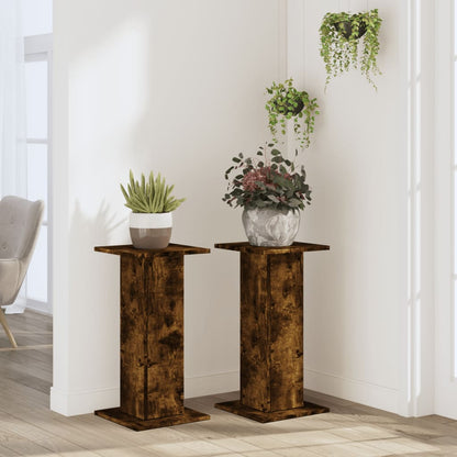 Supporti per Piante 2 pz Rovere Fumo 30x30x60 cm in Truciolato | homemem39