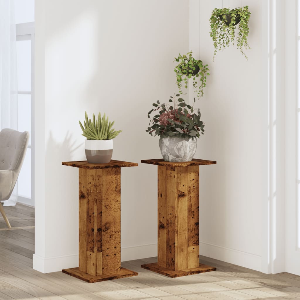 Supporti per Piante 2 pz Legno Vecchio 30x30x60 cm Truciolato | homemem39