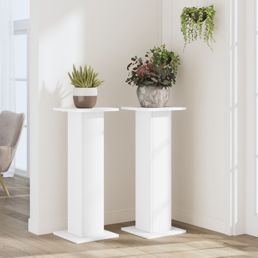 Supporti per Piante 2 pz Bianchi 30x30x80 cm Legno Multistrato | homemem39