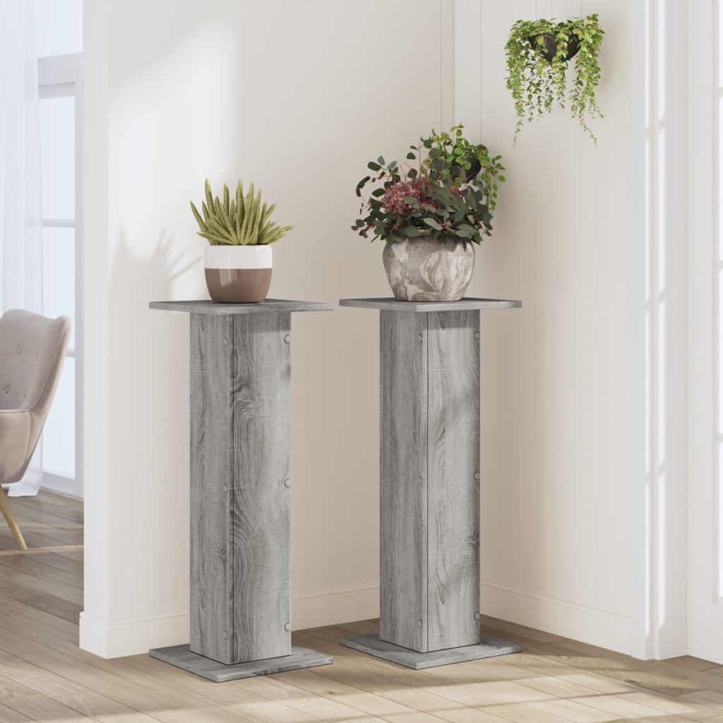 Supporti per Piante 2 pz Grigio Sonoma 30x30x80cm in Truciolato | homemem39
