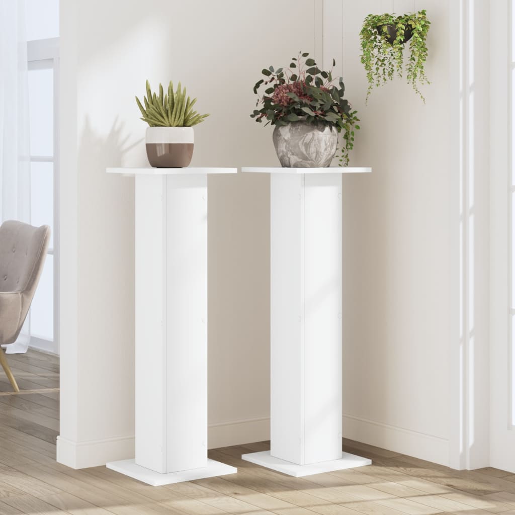 Supporti per Piante 2 pz Bianchi 30x30x95 cm Legno Multistrato | homemem39