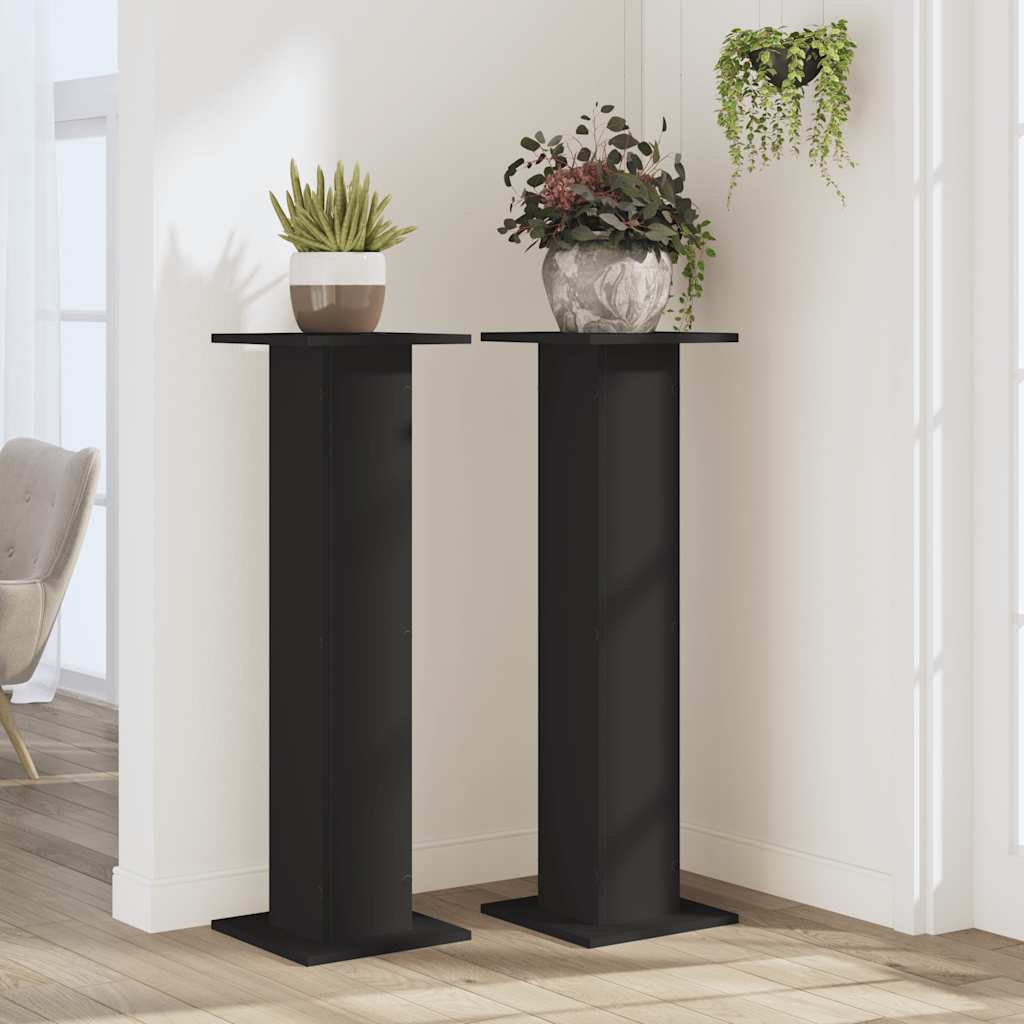 Supporti per Piante 2 pz Neri 30x30x95 cm Legno Multistrato | homemem39