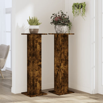 Supporti per Piante 2 pz Rovere Fumo 30x30x95 cm in Truciolato | homemem39