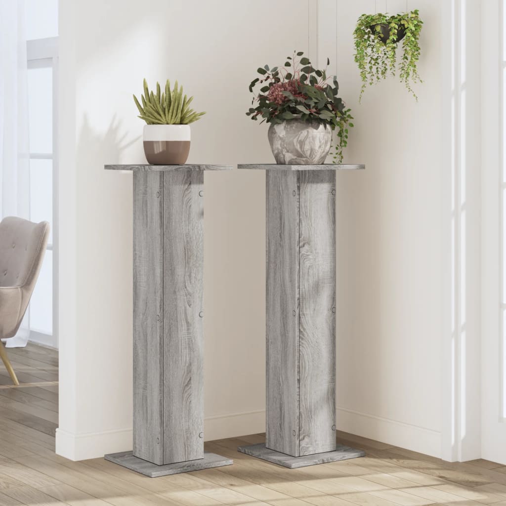 Supporti per Piante 2 pz Grigio Sonoma 30x30x95cm in Truciolato | homemem39