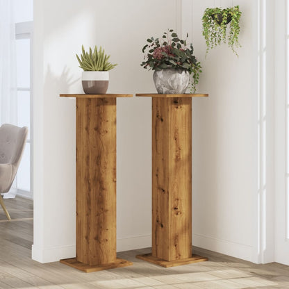 Supporti Piante 2 pz Rovere Artigianale 30x30x95 cm Truciolato | homemem39