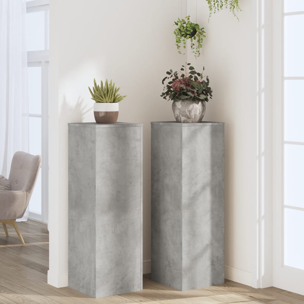 Supporti per Piante 2 pz Grigio Cemento 33x33x100cm Multistrato - homemem39