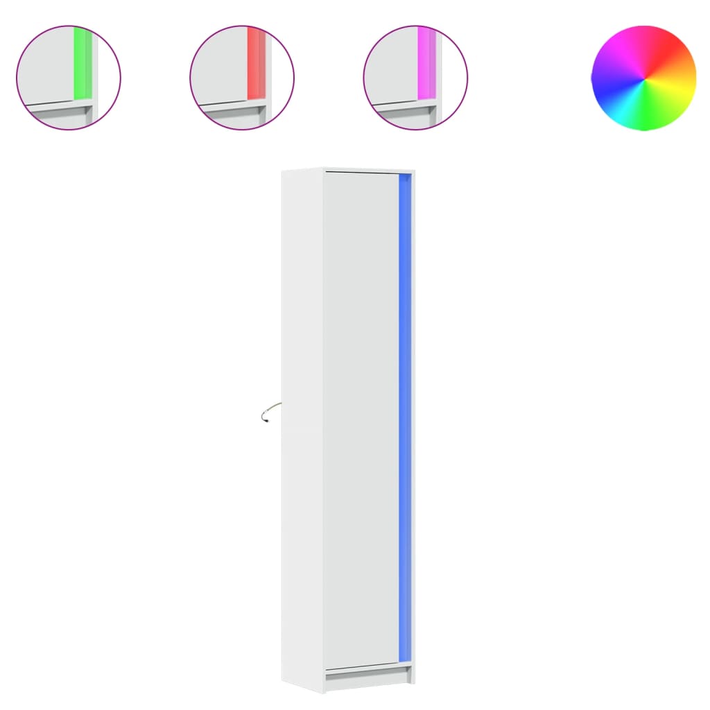 Credenza con LED Bianca 41,5x32,5x200 cm in Truciolato - homemem39