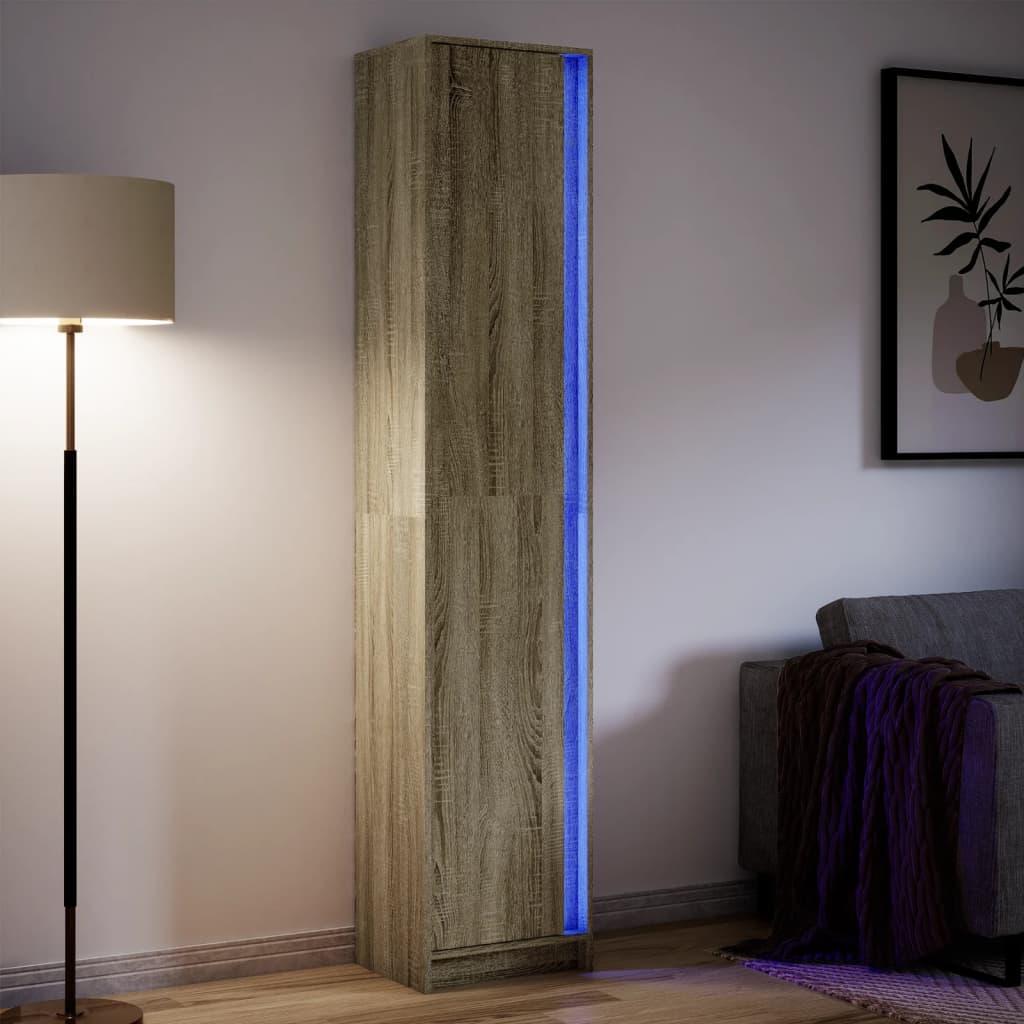 Credenza con LED Rovere Sonoma 41,5x32,5x200 cm in Truciolato