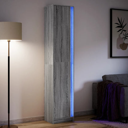 Credenza con LED Grigio Sonoma 41,5x32,5x200 cm in Truciolato