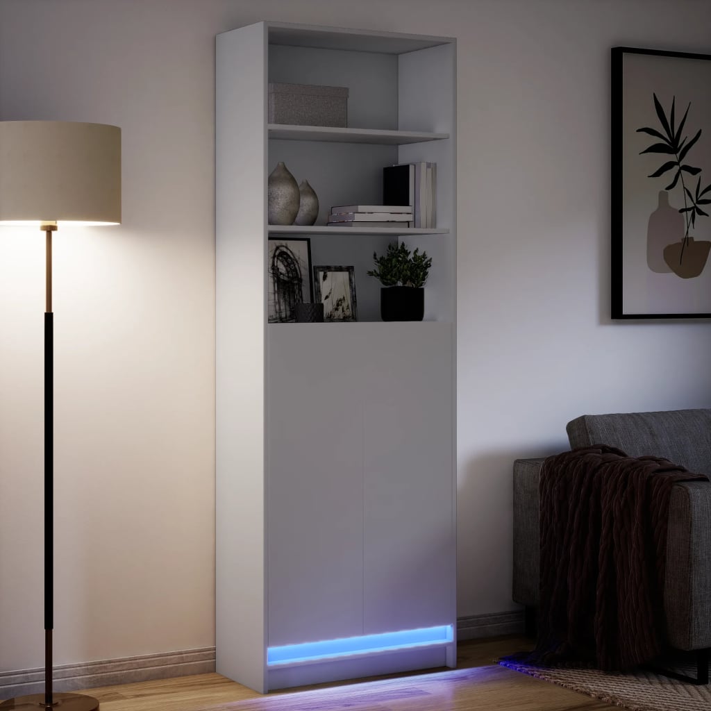 Credenza con LED Bianca 69x32,5x200 cm in Truciolato - homemem39