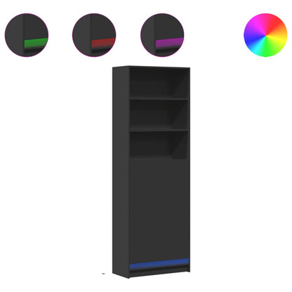 Credenza con LED Nera 69x32,5x200 cm in Truciolato - homemem39