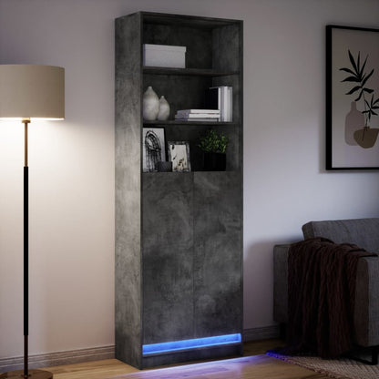 Credenza con LED Grigio Cemento 69x32,5x200 cm in Truciolato - homemem39