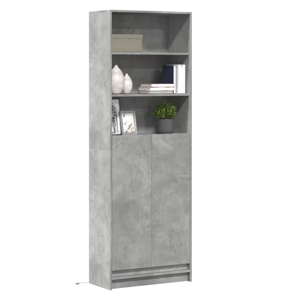 Credenza con LED Grigio Cemento 69x32,5x200 cm in Truciolato - homemem39