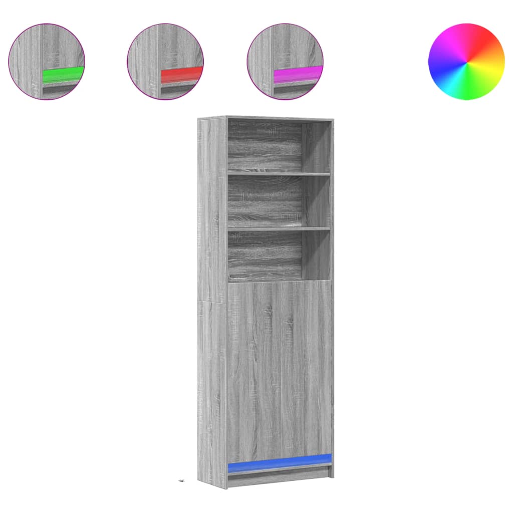 Credenza con LED Grigio Sonoma 69x32,5x200 cm in Truciolato - homemem39