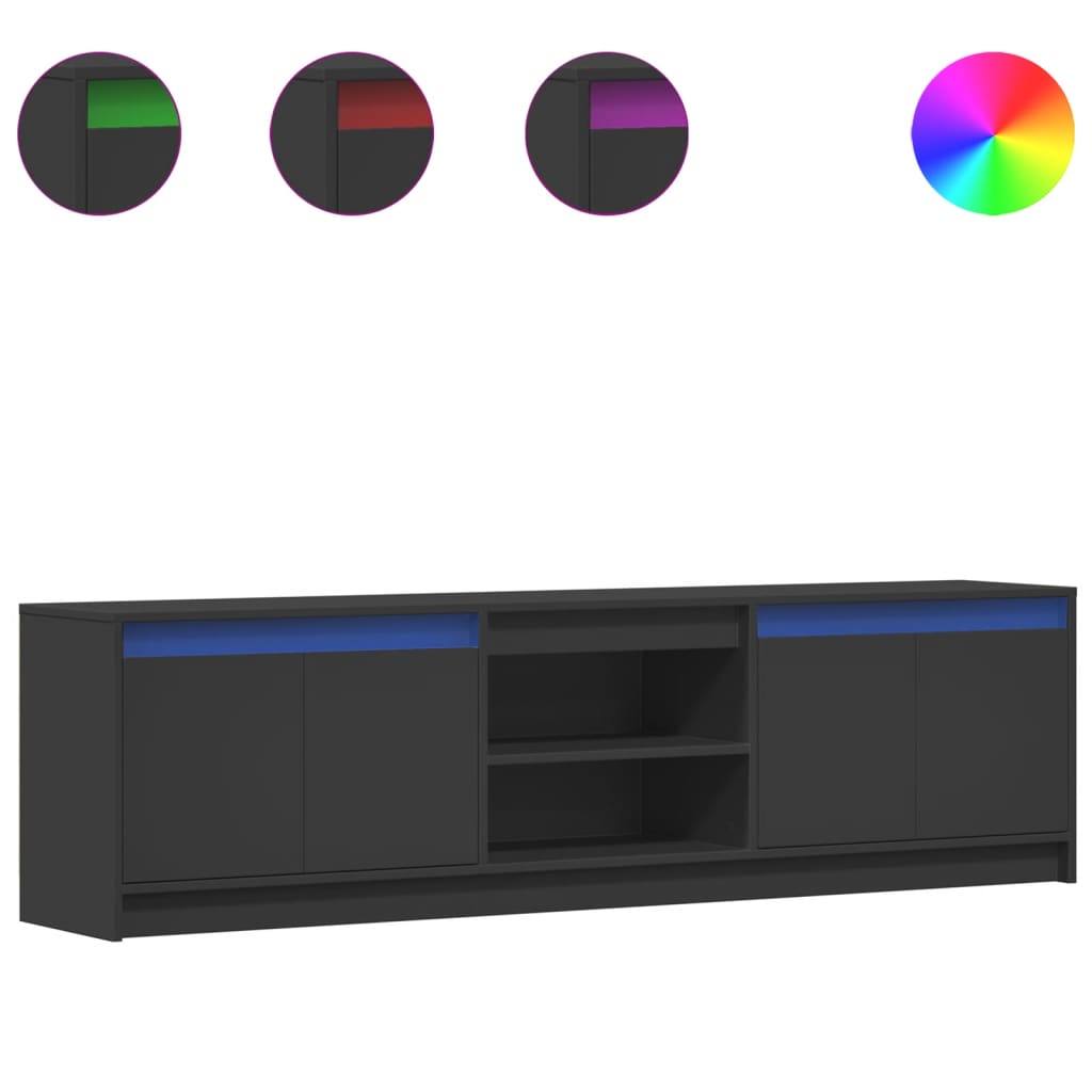 Mobile Porta TV con LED Nero 180x34x50cm in Truciolato - homemem39