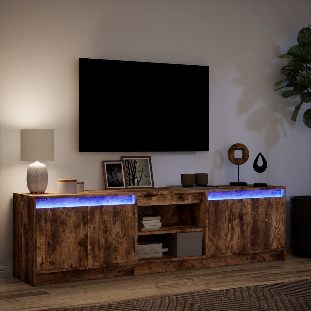 Mobile Porta TV con LED Rovere Fumo 180x34x50cm in Truciolato - homemem39