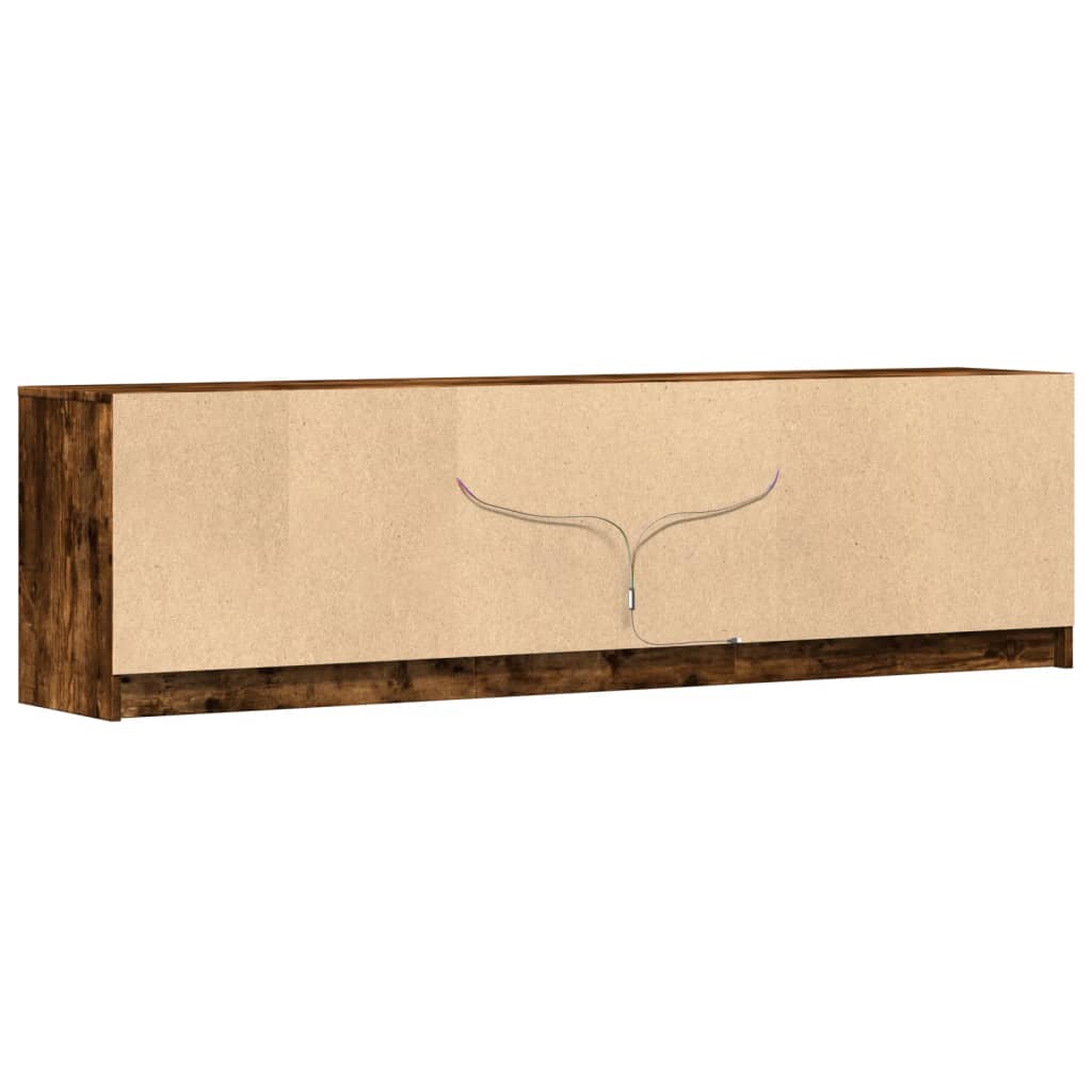 Mobile Porta TV con LED Rovere Fumo 180x34x50cm in Truciolato - homemem39