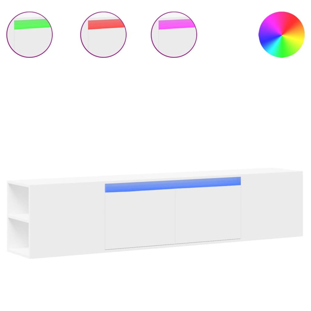 Mobile TV a Parete con LED Bianco 180x31x39,5 cm - homemem39