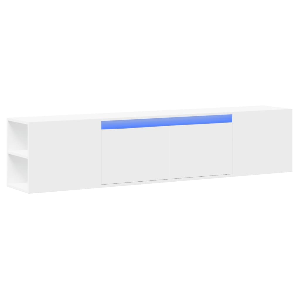 Mobile TV a Parete con LED Bianco 180x31x39,5 cm - homemem39