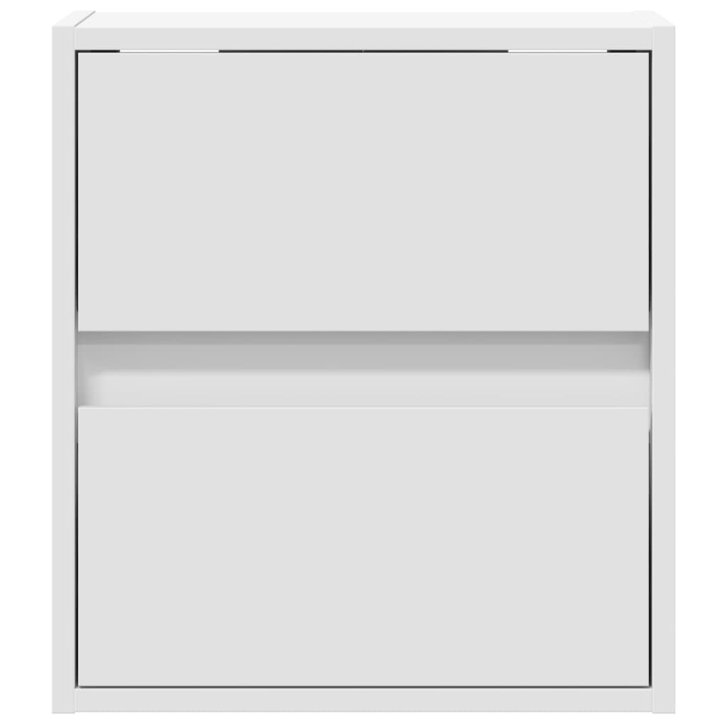 Comodini a Parete con Luci LED 2 pz Bianchi - homemem39