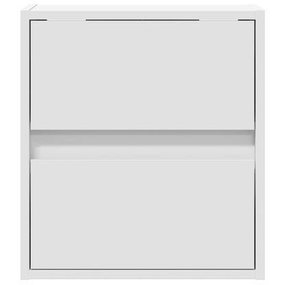 Comodini a Parete con Luci LED 2 pz Bianchi - homemem39