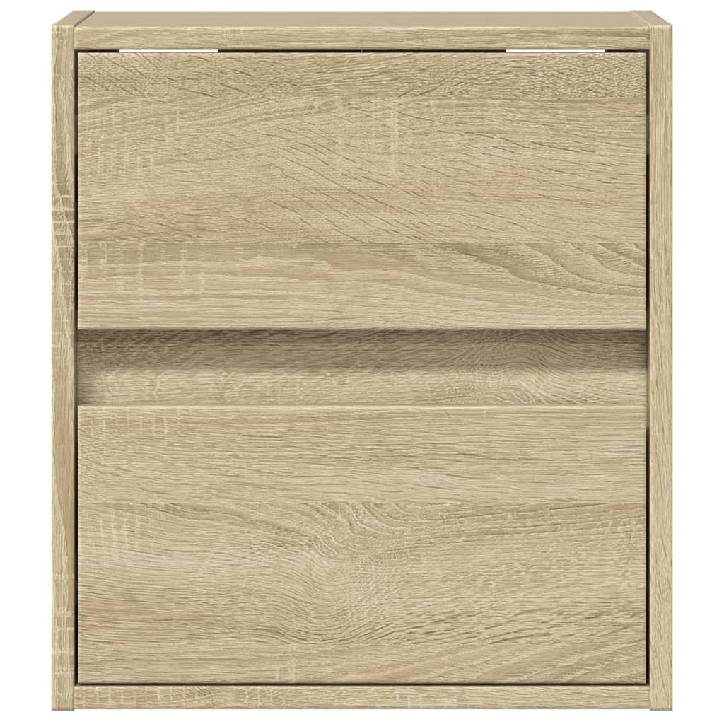 Comodino a Parete con luci LED Rovere Sonoma | homemem39