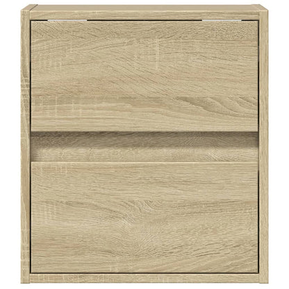 Comodino a Parete con luci LED Rovere Sonoma | homemem39