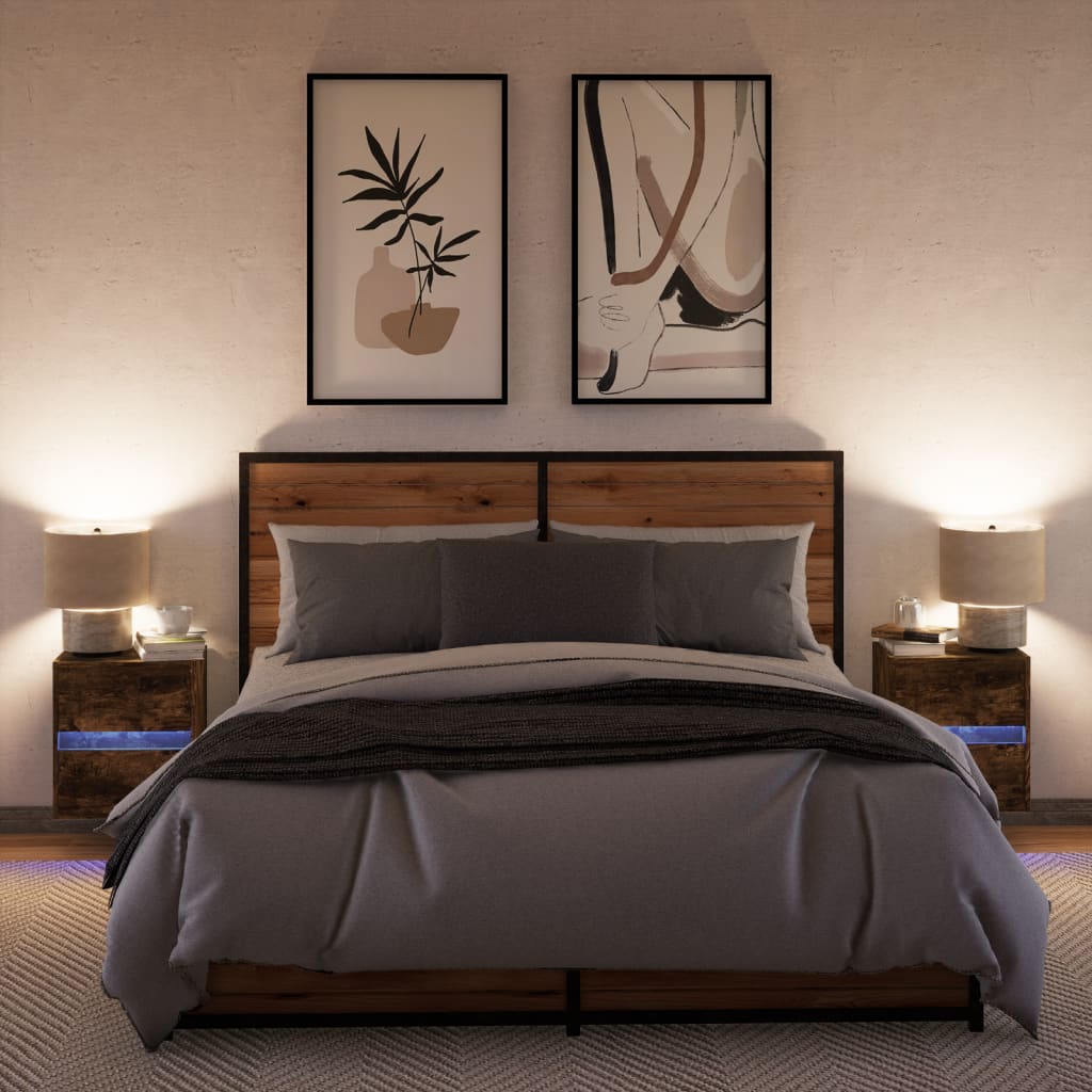Comodini a Parete con luci LED 2 pz