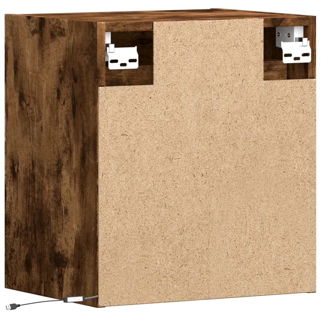 Comodini a Parete con luci LED 2 pz Rovere Fumo | homemem39