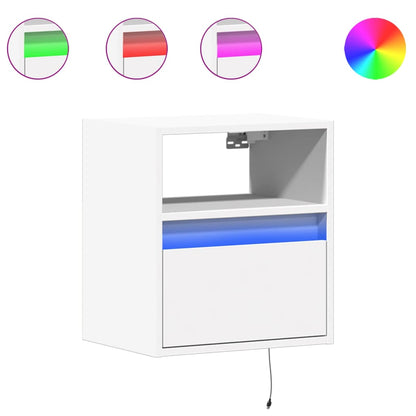 Comodino a Parete con Luci LED Bianco | homemem39