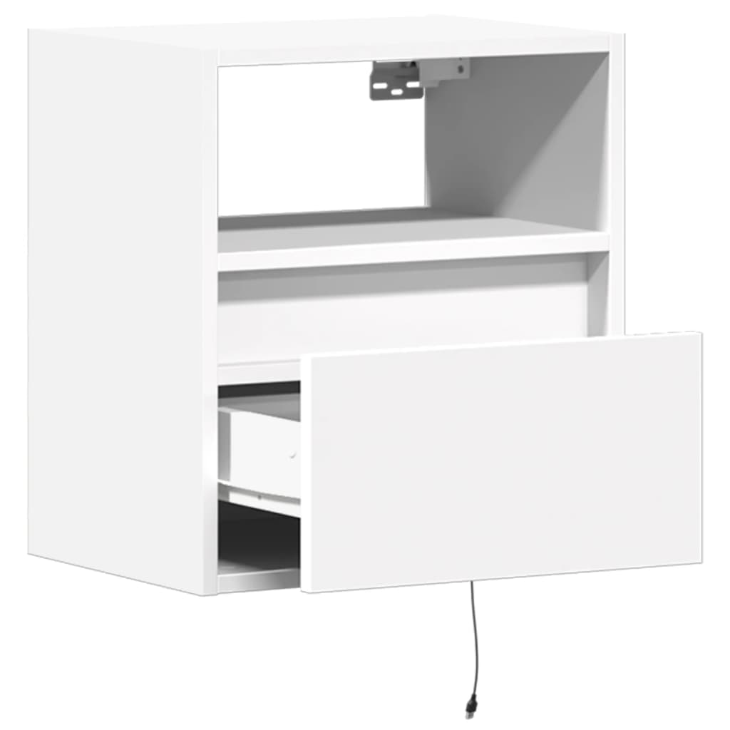 Comodini a Parete con Luci LED 2 pz Bianchi | homemem39