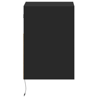 Comodini a Parete con Luci LED 2 pz Neri - homemem39