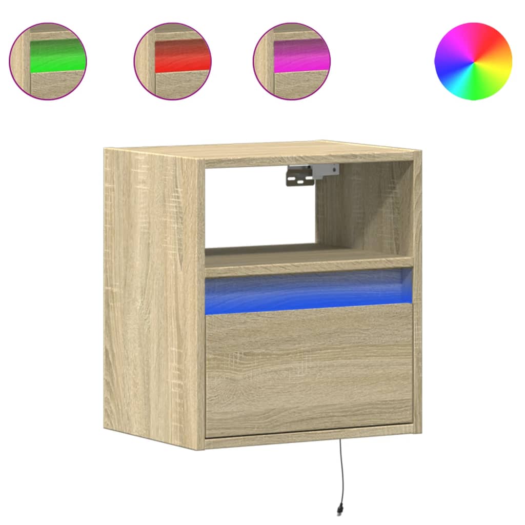 Comodini a Parete con luci LED 2 pz