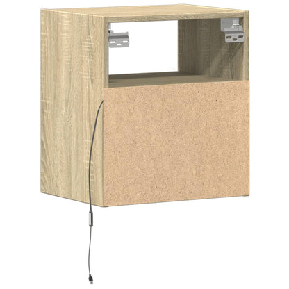 Comodini a Parete con luci LED 2 pz Rovere Sonoma | homemem39