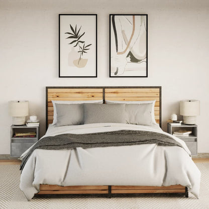 Comodini a Parete con Luci LED 2 pz Grigio Cemento - homemem39