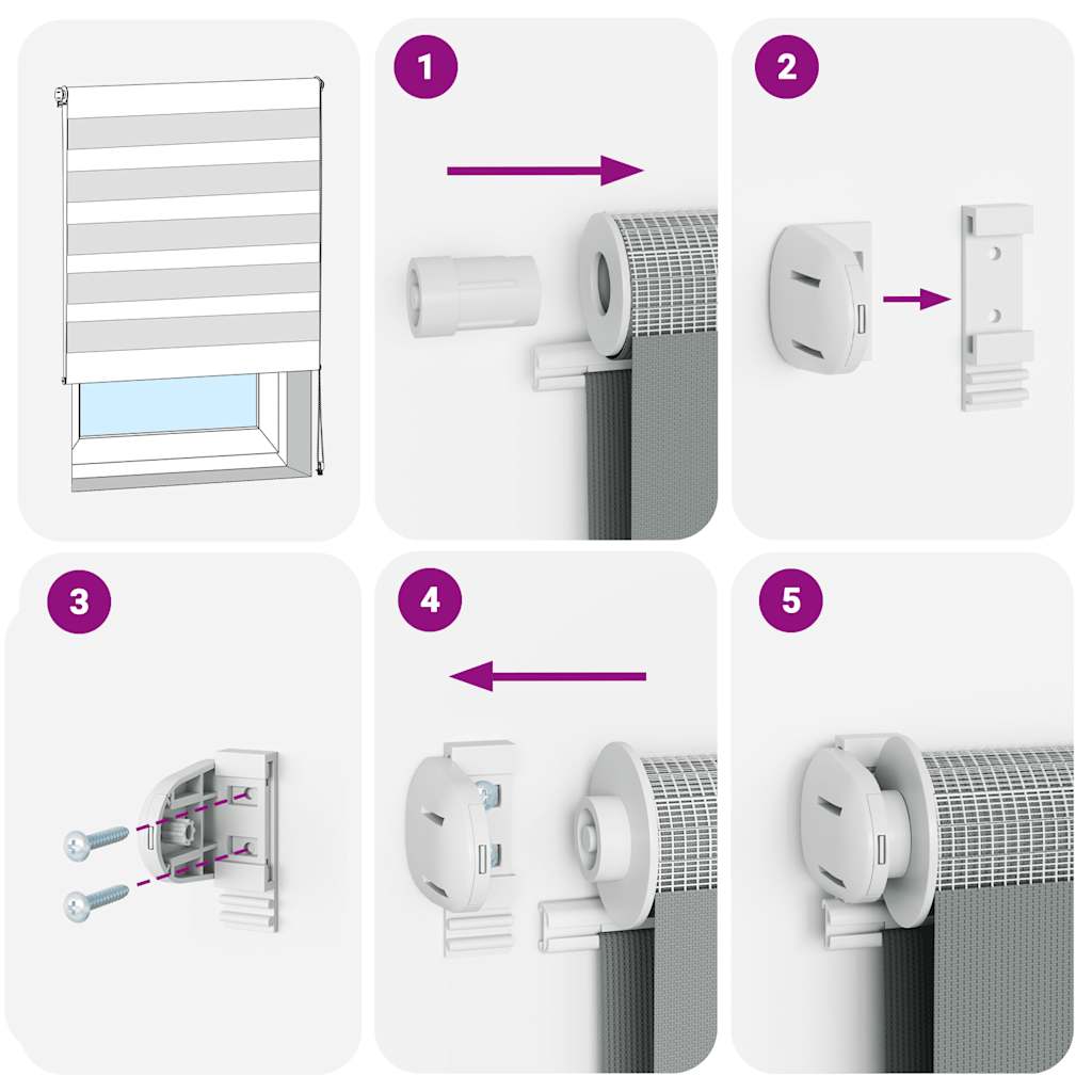 Tenda a Rullo Zebra Larghezza Tessuto 120,9 cm Poliestere - homemem39