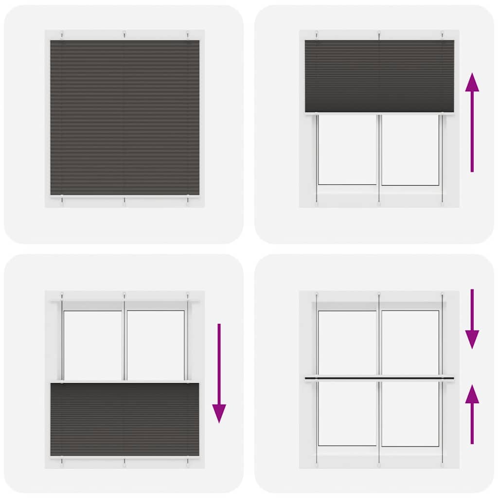 Tenda Plissettata Nera 115x100 cm Larghezza Tessuto 114,4 cm | homemem39