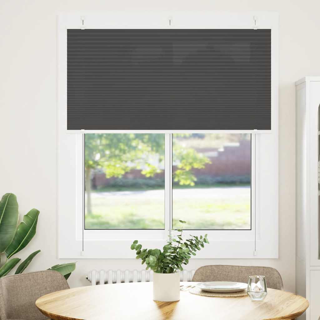 Tenda Plissettata Nera 115x150 cm Larghezza Tessuto 114,4 cm | homemem39