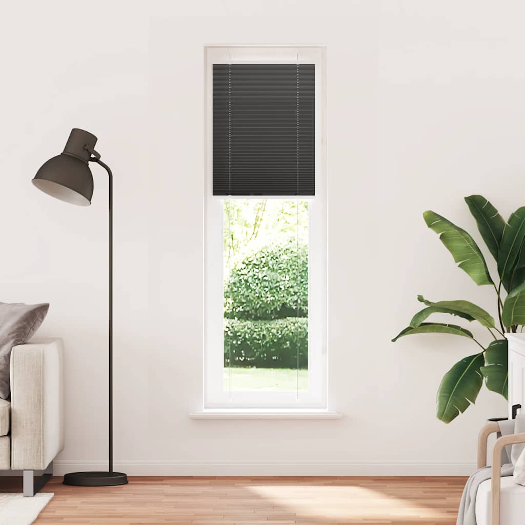 Tenda Plissettata Nera 65x200 cm Larghezza Tessuto 64,4 cm | homemem39