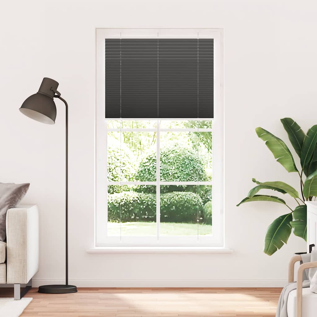 Tenda Plissettata Nera 105x200 cm Larghezza Tessuto 104,4 cm | homemem39