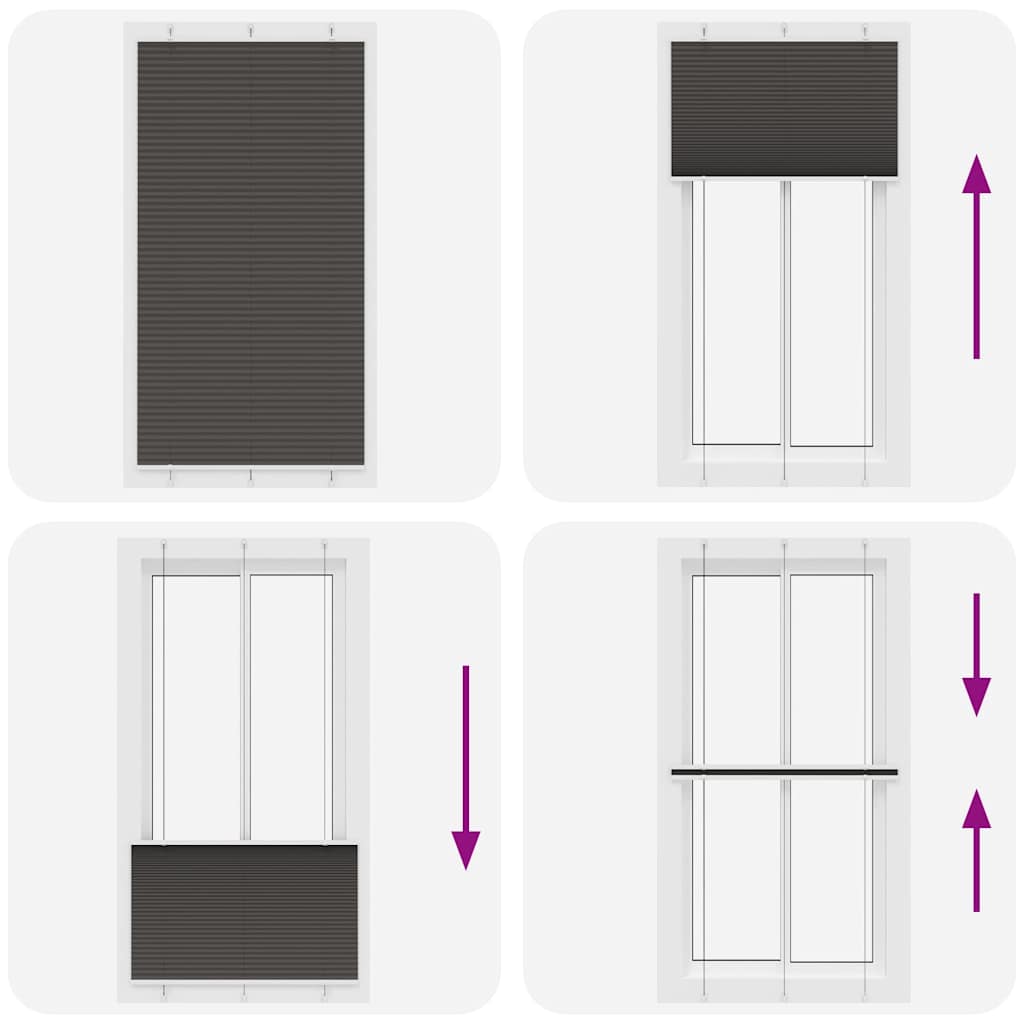 Tenda Plissettata Nera 105x200 cm Larghezza Tessuto 104,4 cm | homemem39