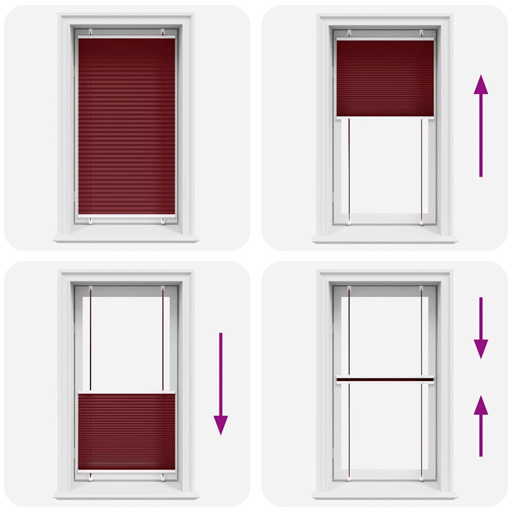 Tenda Plissettata Rosso Bordeaux 80x150 cm Larghezza Tessuto | homemem39