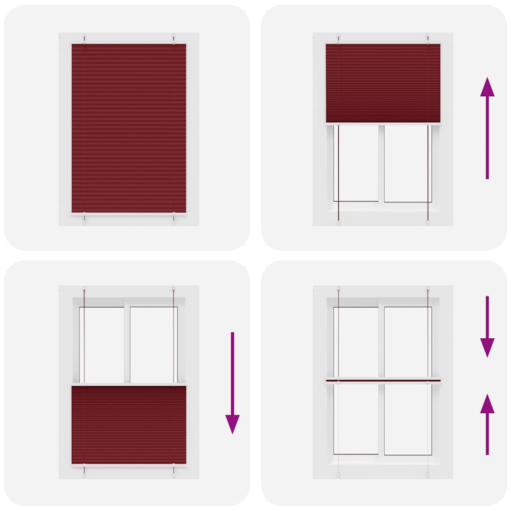 Tenda Plissettata Rosso Bordeaux 95x150 cm Larghezza Tessuto | homemem39