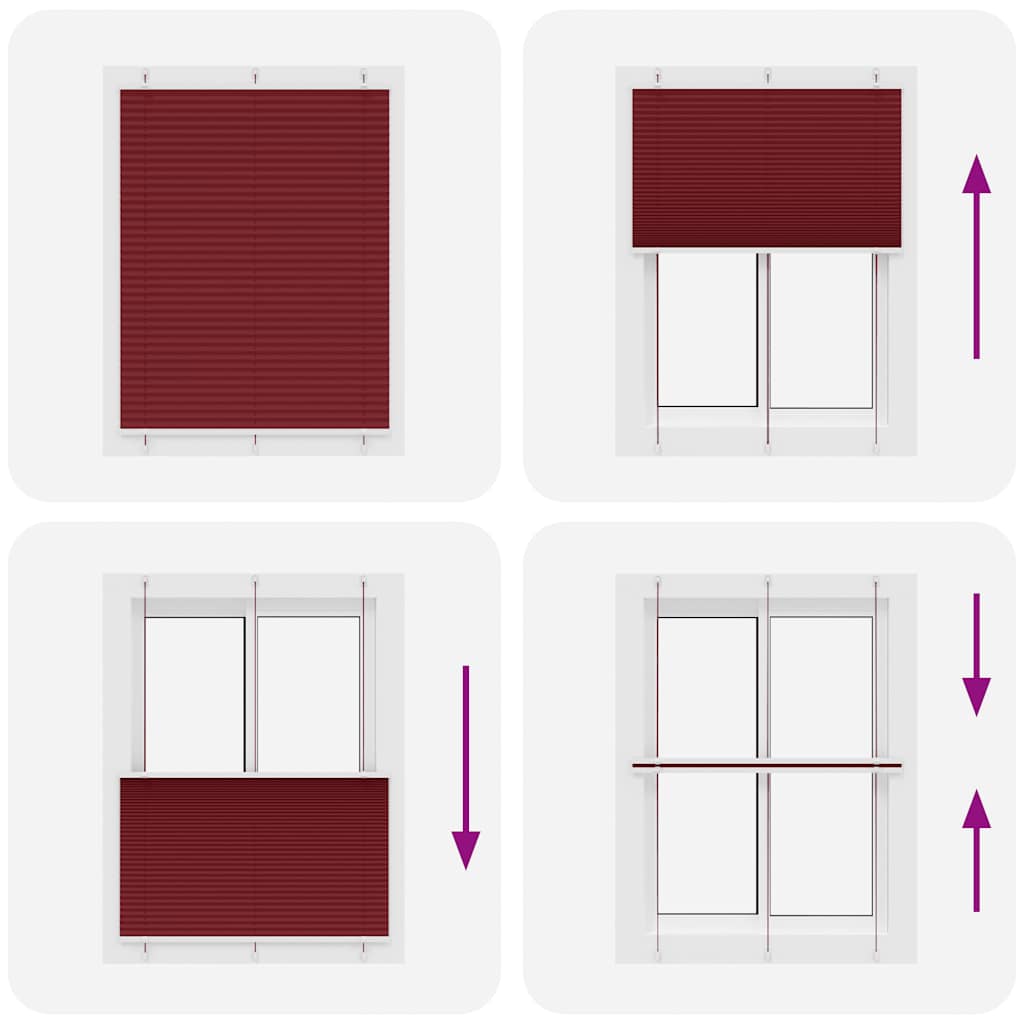 Tenda Plissettata Rosso Bordeaux 110x150 cm Larghezza Tessuto | homemem39