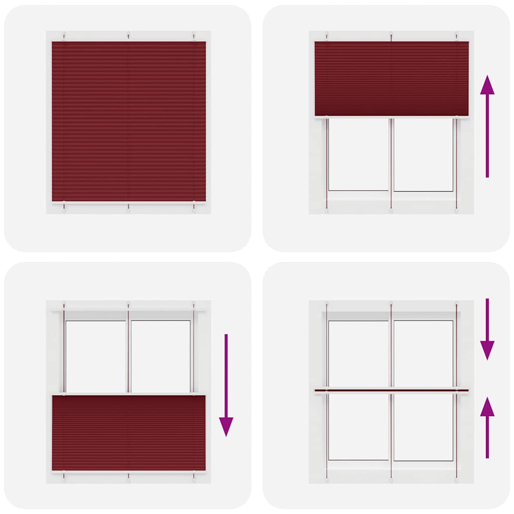 Tenda Plissettata Rosso Bordeaux 120x150 cm Larghezza Tessuto | homemem39