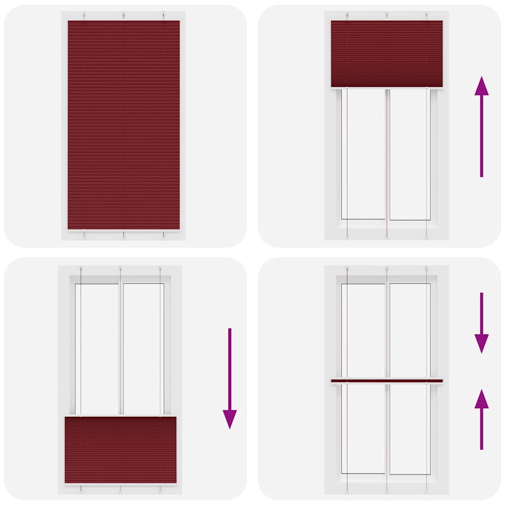 Tenda Plissettata Rosso Bordeaux 110x200 cm Larghezza Tessuto | homemem39