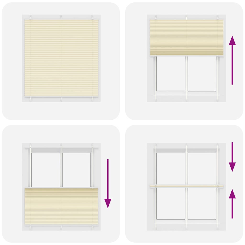 Tenda Plissettata Crema 115x150 cm Larghezza Tessuto 114,4 cm | homemem39