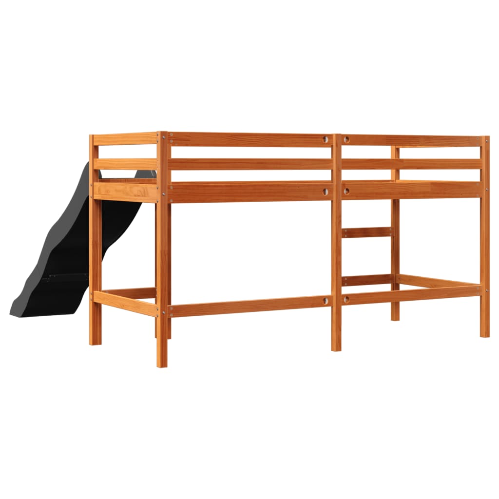 Letto Soppalco senza Materasso Bambini Marrone Cera 80x200 Pino
