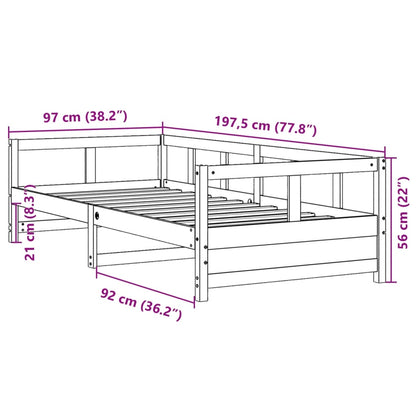 Dormeuse senza Materasso Bianca 90x190 cm Legno Massello Pino