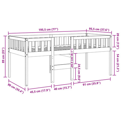 Letto per Bambini senza Materasso Bianco 90x190cm Massello Pino | homemem39